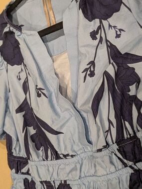 Anthropologie Light Blue Top with Navy Trim